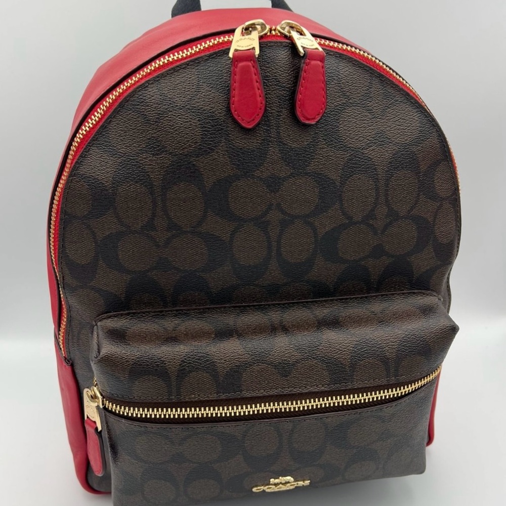 Coach Brown and Red Backpack